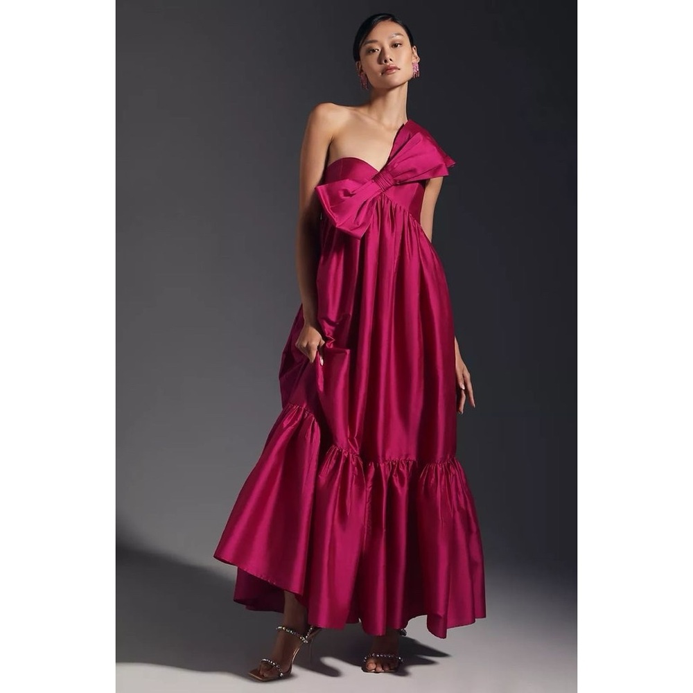 NWT Anthropologie Atsu Sally Bow Maxi Dress Gown in Pink